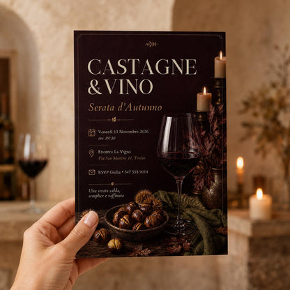 Wine Italian Autumn Dinner Invitation — print-ready dinner party design from VoltBy