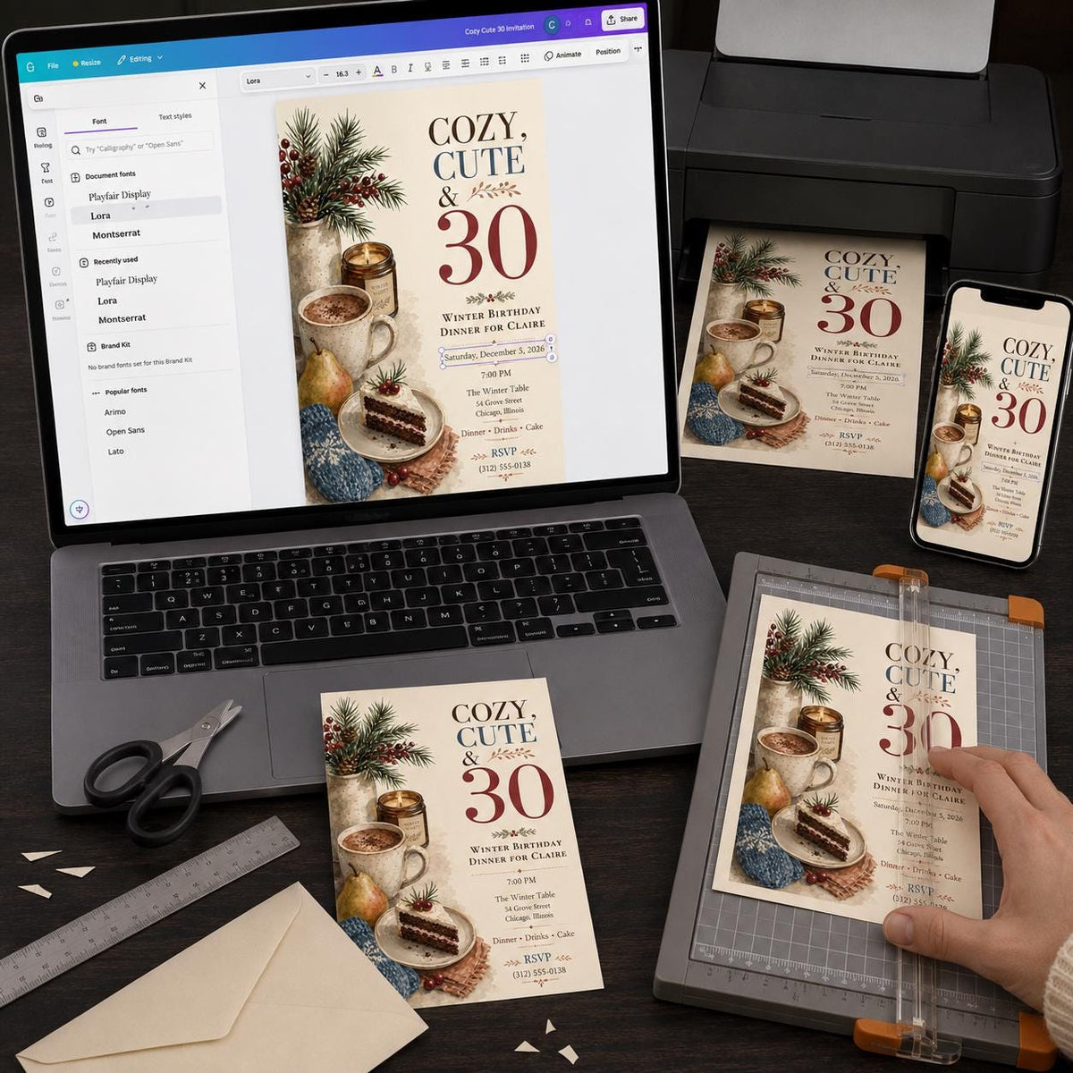 Winter 30th Birthday Invitation — digital invitation, instant download