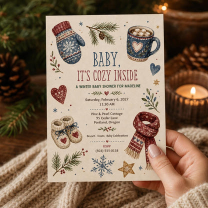 Winter Baby Shower Invitation — print-ready baby shower design from VoltBy