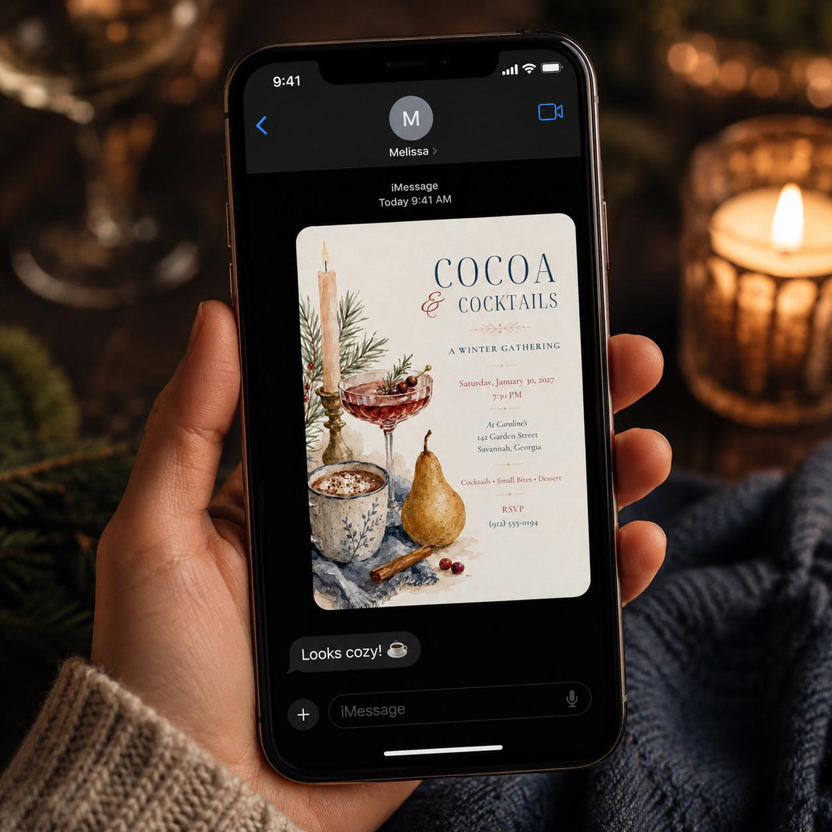 Winter Cocktail Party Invitation — invitation you personalize in Canva