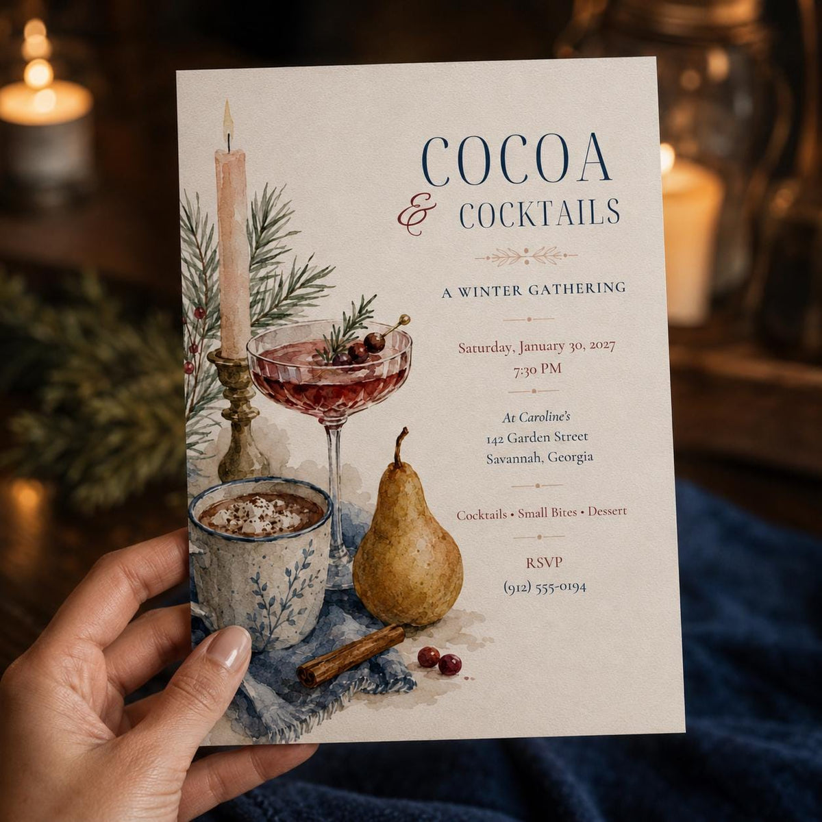 Winter Cocktail Party Invitation — print-ready cocktail party design from VoltBy