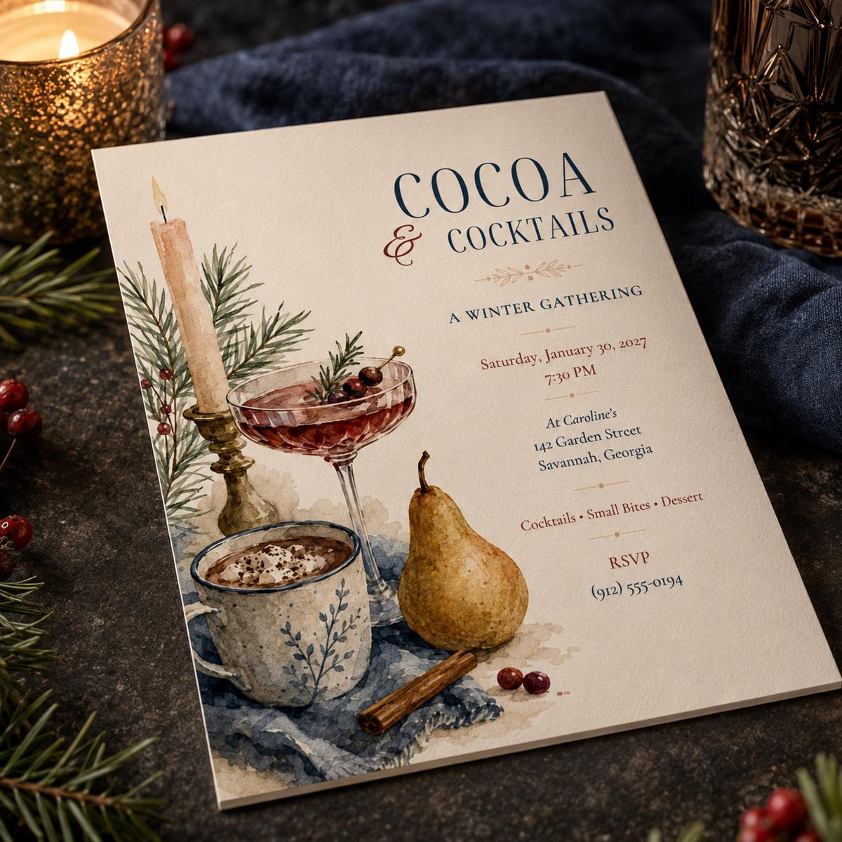 Winter Cocktail Party Invitation — cocktail party stationery by VoltBy