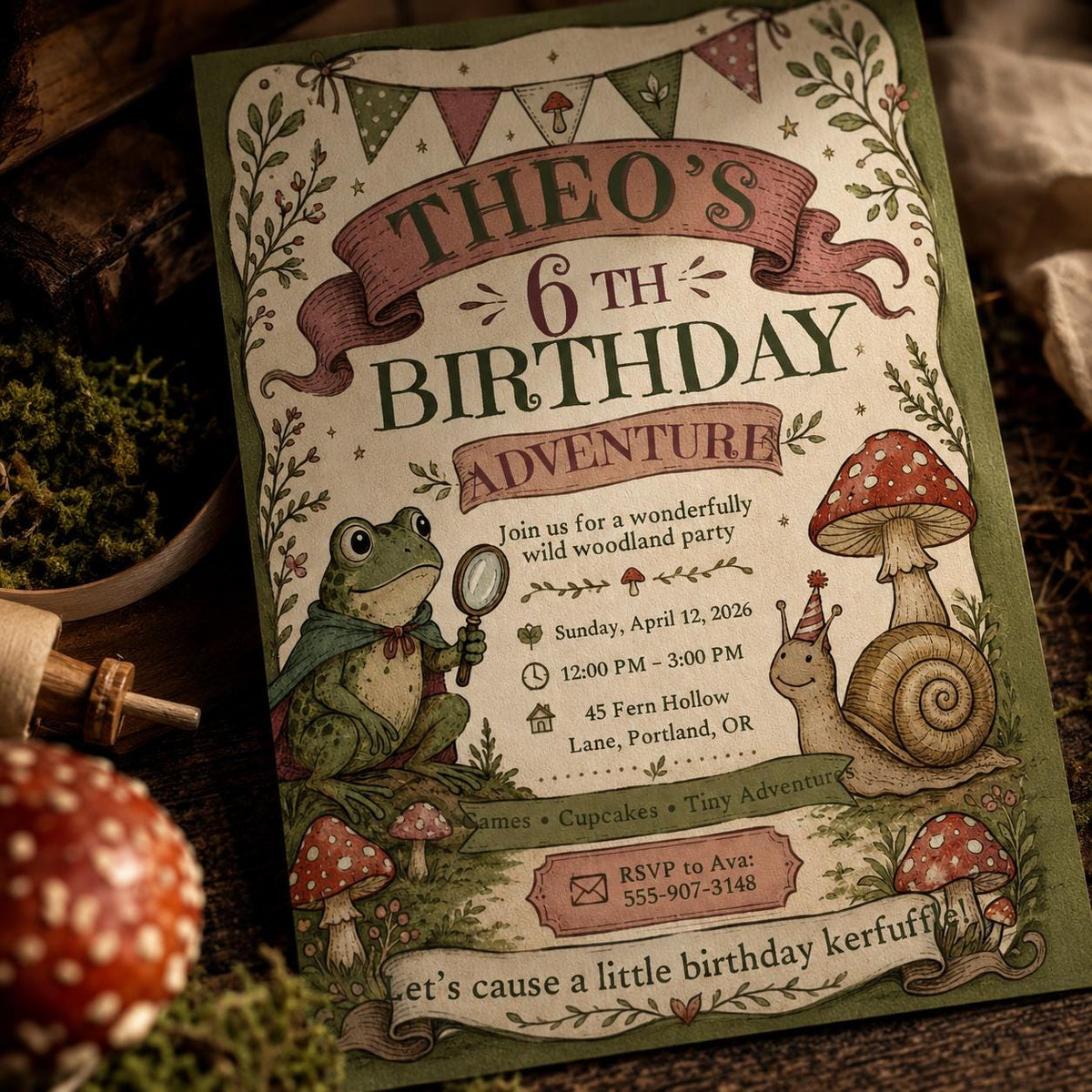 Woodland Birthday Invitation — birthday party stationery by VoltBy