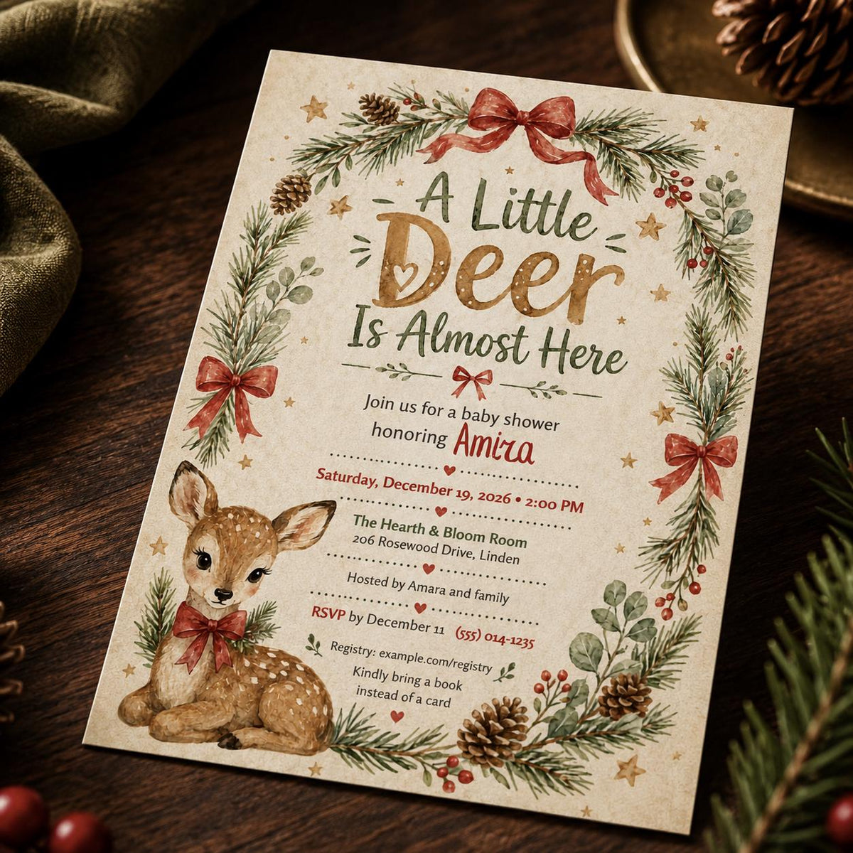 Woodland Deer Baby Shower Invitation — baby shower stationery by VoltBy