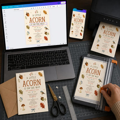 Woodland Fall Baby Shower Invitation — digital invitation, instant download