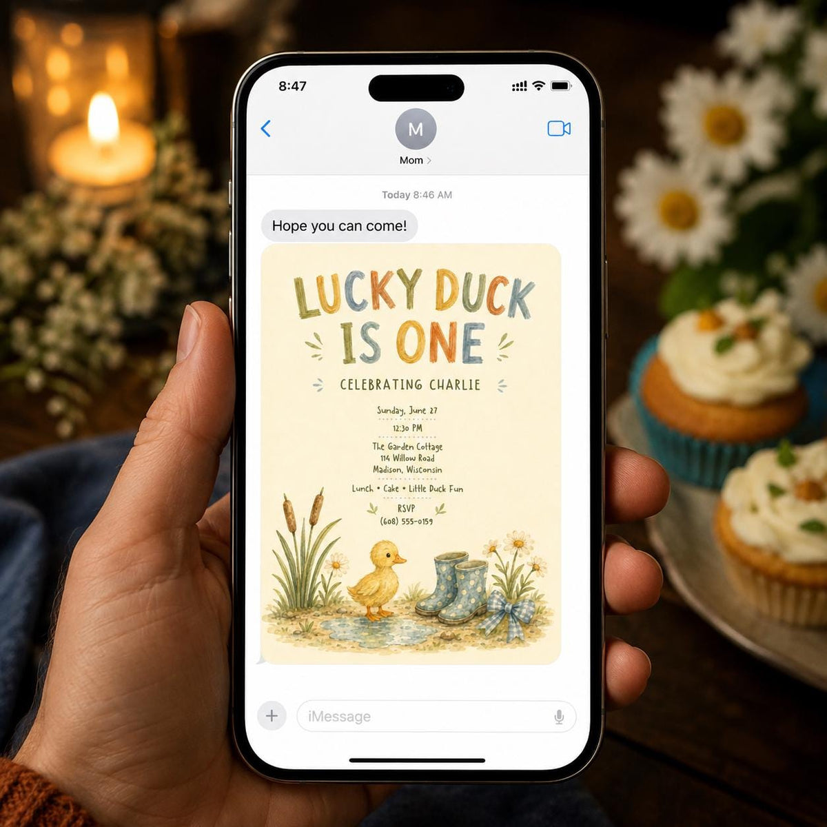 Yellow Watercolor One Lucky Duck First Birthday Invitation for Boys — invitation you personalize in Canva
