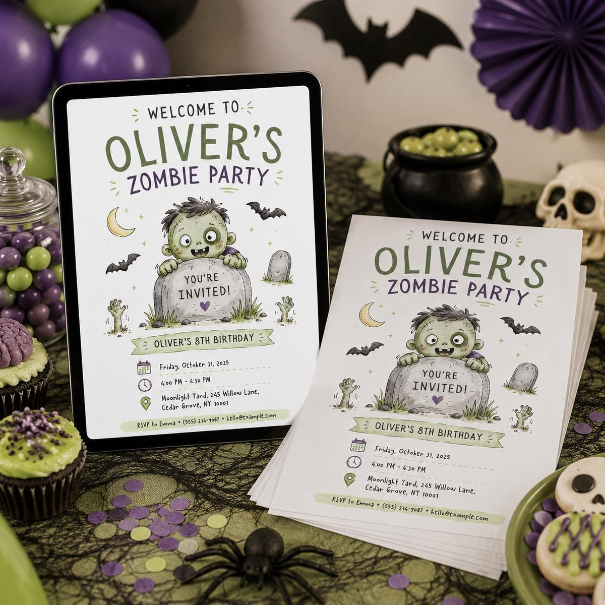Zombie Birthday Invitation — invitation you personalize in Canva