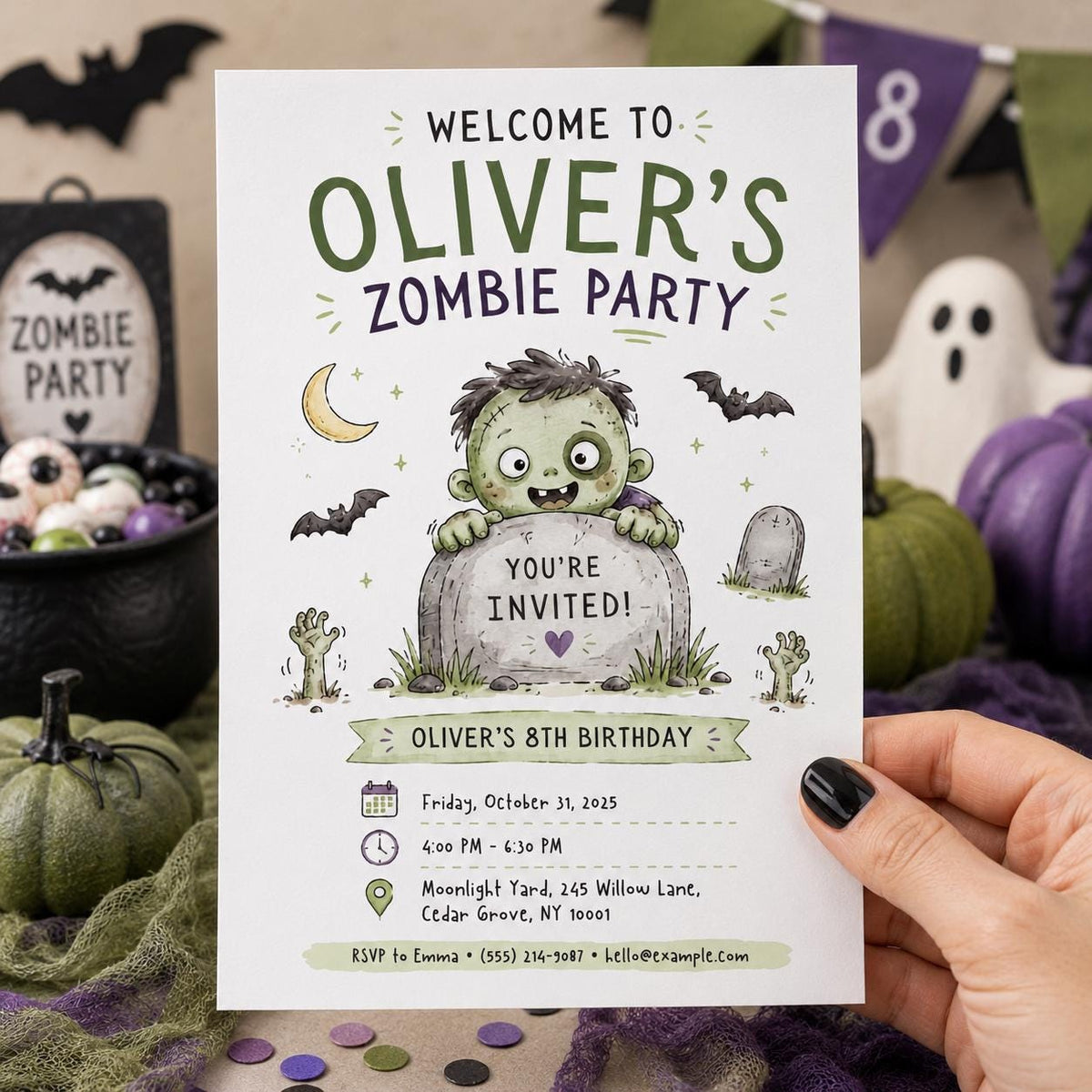 Zombie Birthday Invitation — print-ready birthday party design from VoltBy