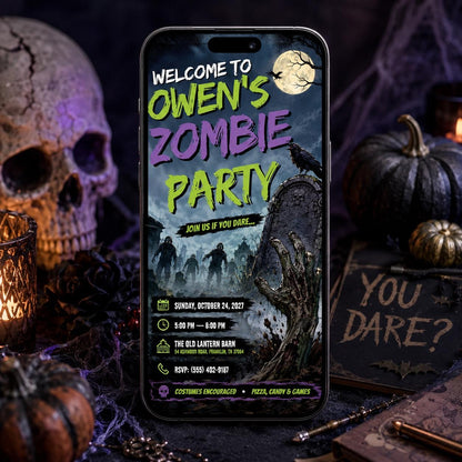 Zombie Halloween Party Invitation — Halloween party stationery by VoltBy